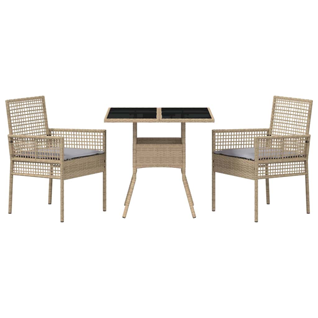 Tuin eettafelset 3 st Beige poly rattan – afbeelding 7