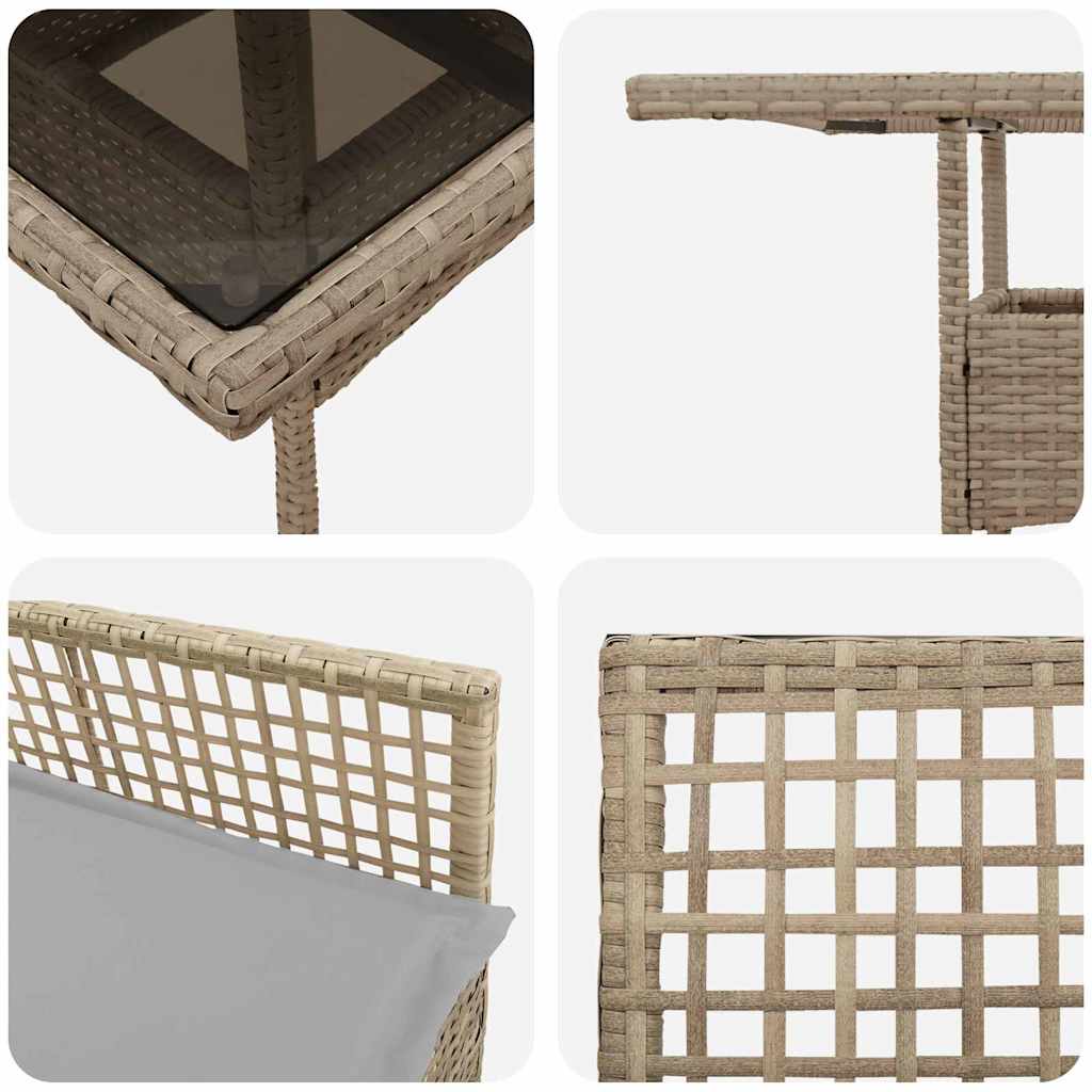 Tuin eettafelset 5 st Beige poly rattan – afbeelding 9