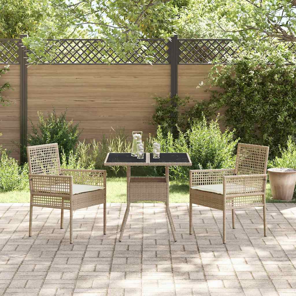 Tuin eettafelset 3 st Beige poly rattan – afbeelding 4