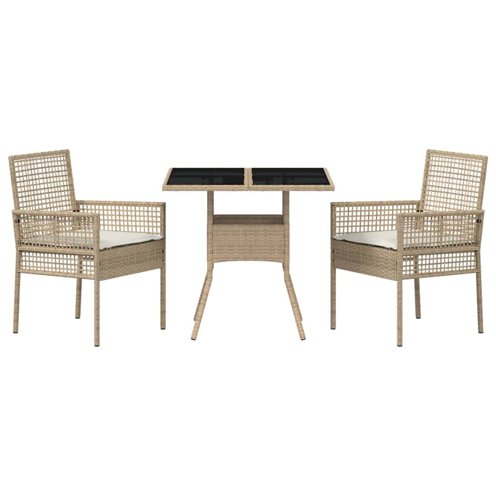 Tuin eettafelset 3 st Beige poly rattan – afbeelding 7