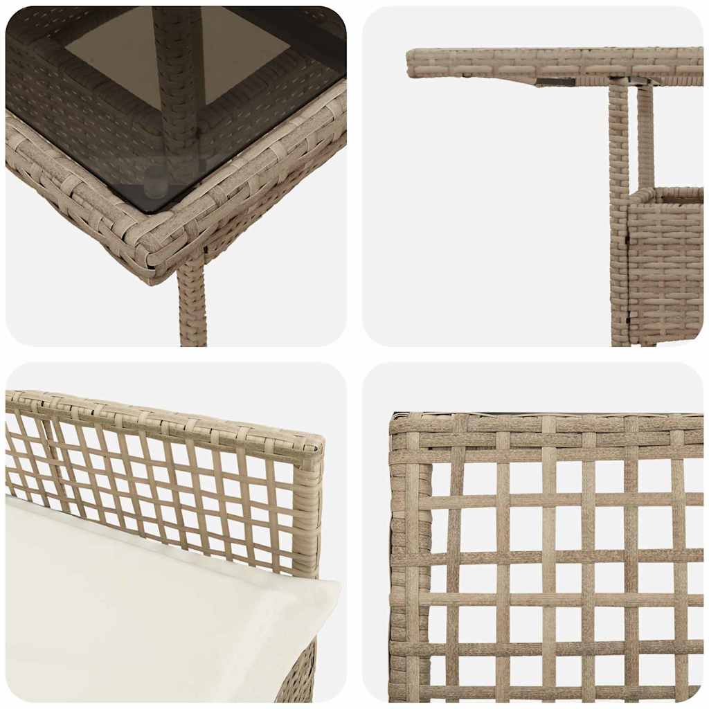 Tuin eettafelset 3 st Beige poly rattan – afbeelding 9