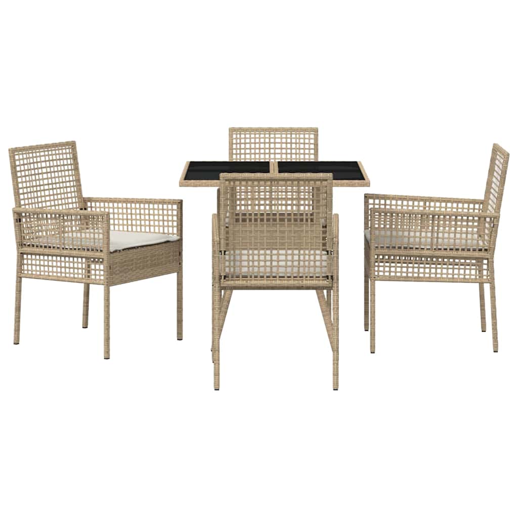 Tuin eettafelset 5 st Beige poly rattan – afbeelding 7