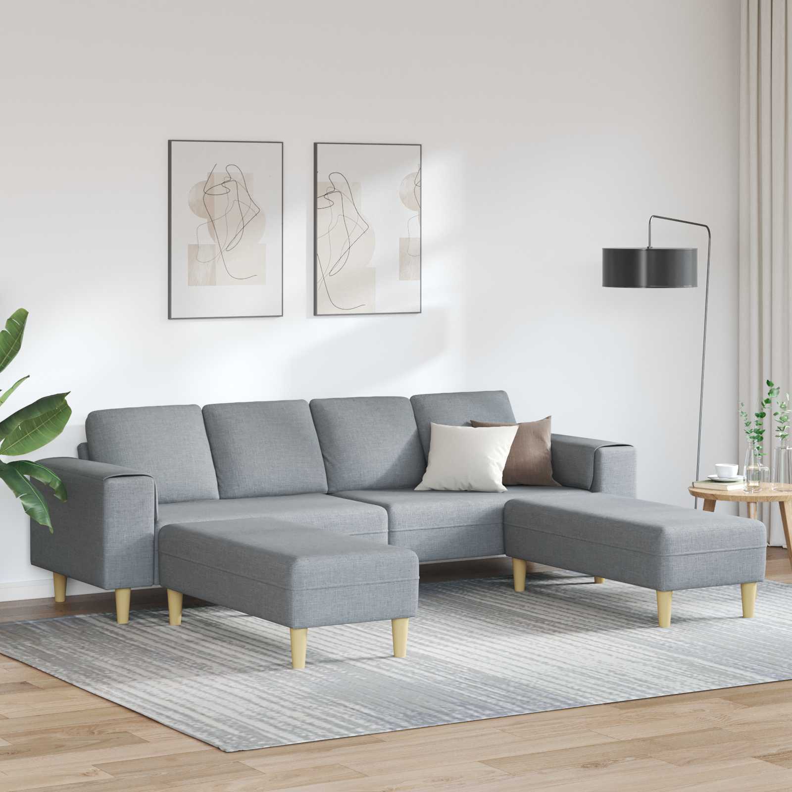 Woonkamer Bank 3 pcs Lichtgrijs Polyester