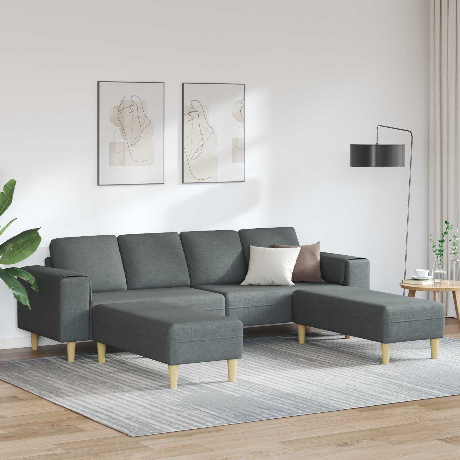 Woonkamer Bank 3 pcs Donkergrijs Polyester