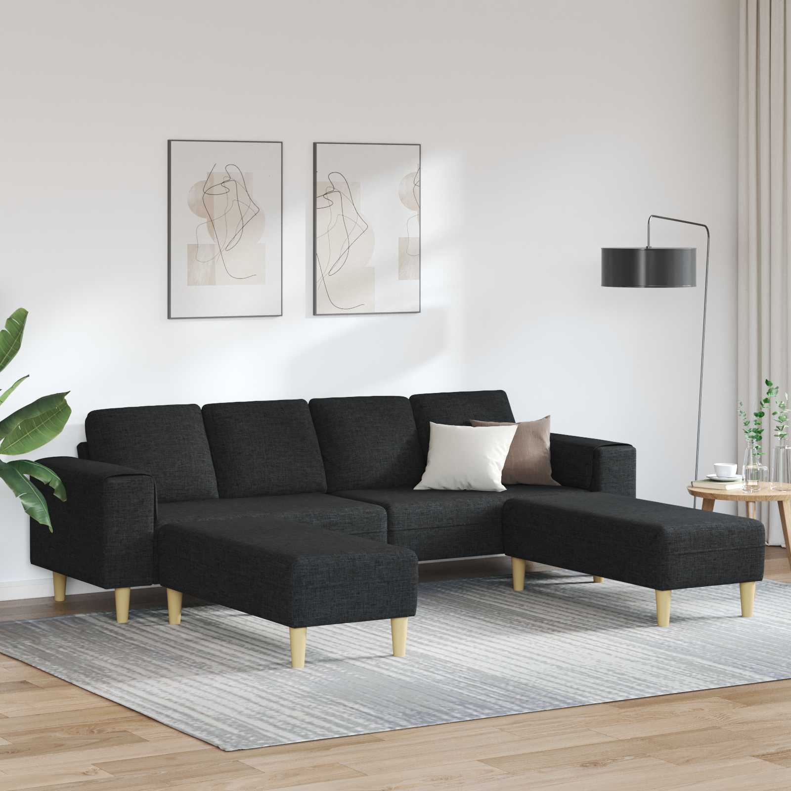 Woonkamer Bank 3 pcs Zwart Polyester