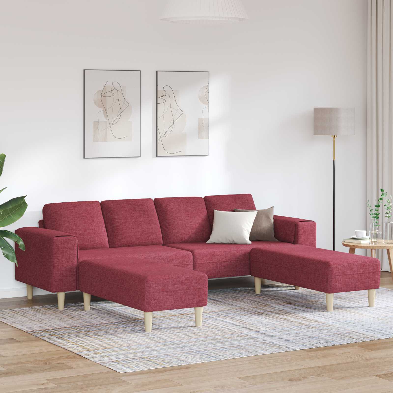 Woonkamer Bank 3 pcs Wijnrood 250 x 188 x 76 cm Polyester
