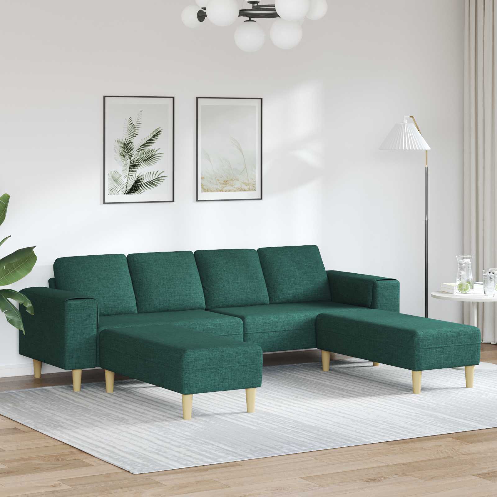Woonkamer Bank 3 pcs Donkergroen Polyester – afbeelding 1