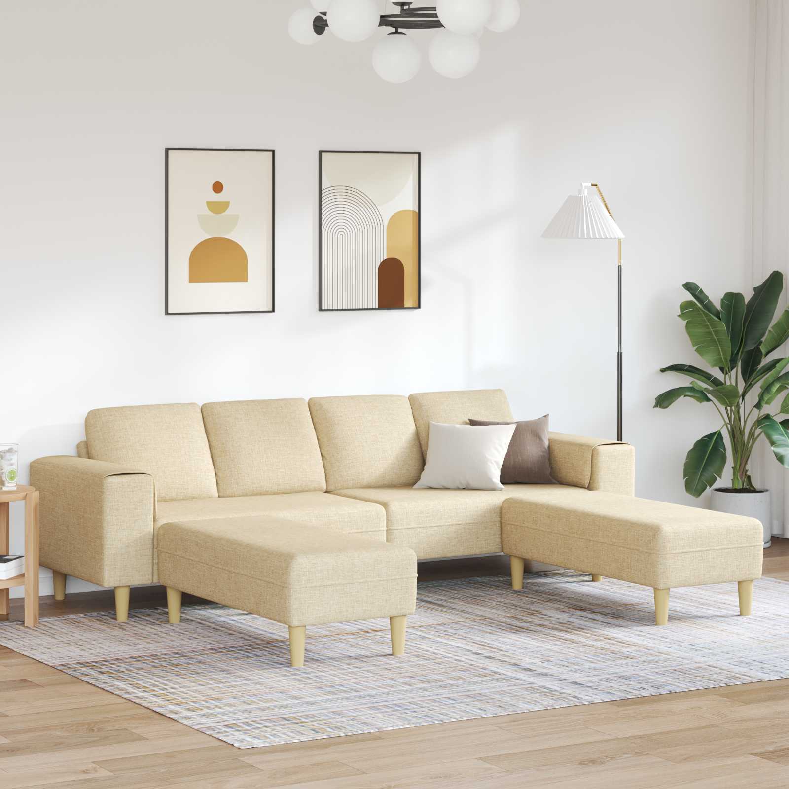 Woonkamer Bank 3 pcs Crème Polyester