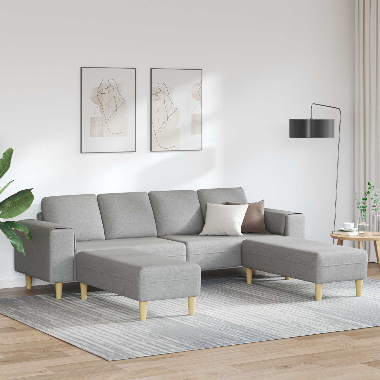 Woonkamer Bank 3 pcs Wolkengrijs 250 x 188 x 76 cm Polyester