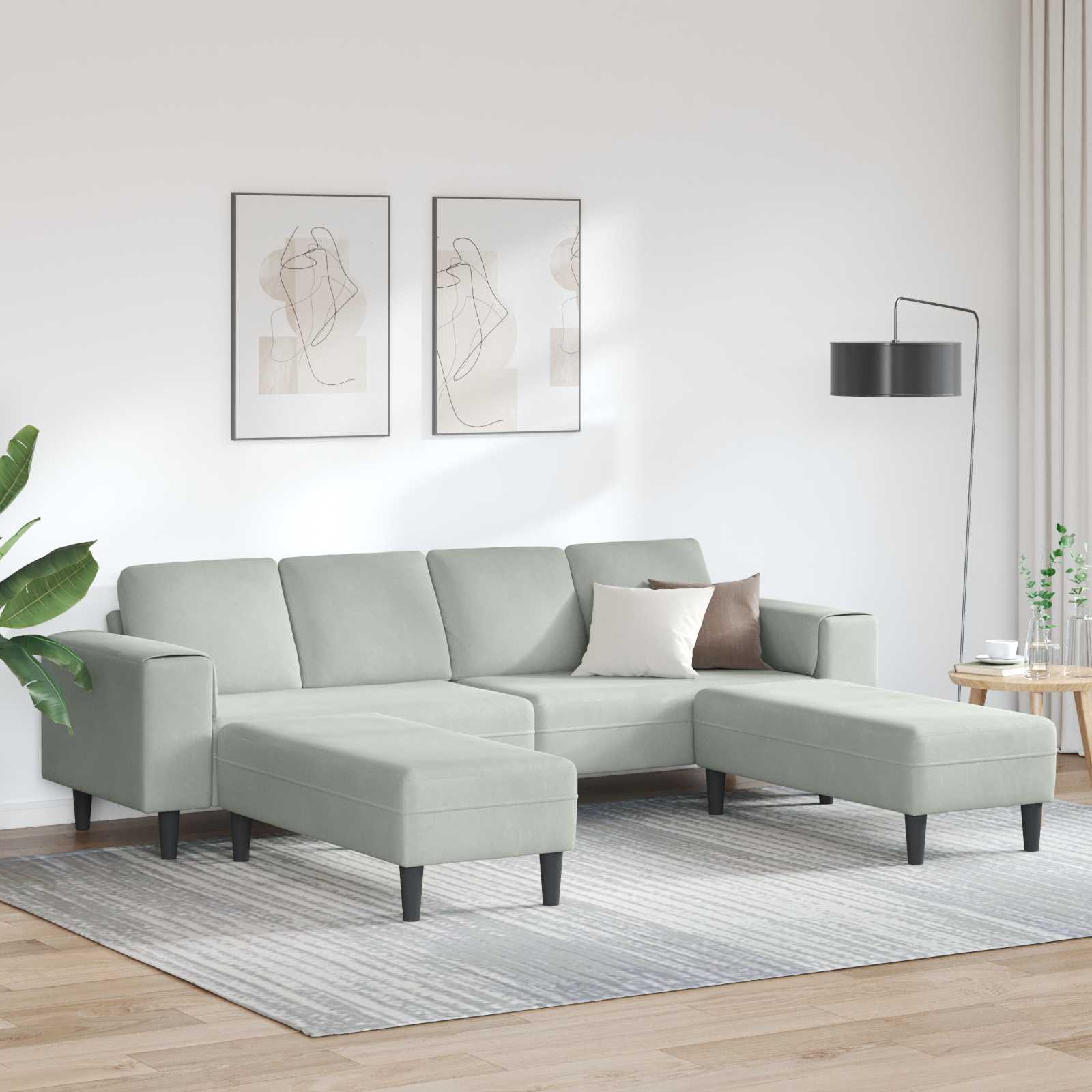 Woonkamer Bank 3 pcs Lichtgrijs 250 x 188 x 76 cm – afbeelding 1