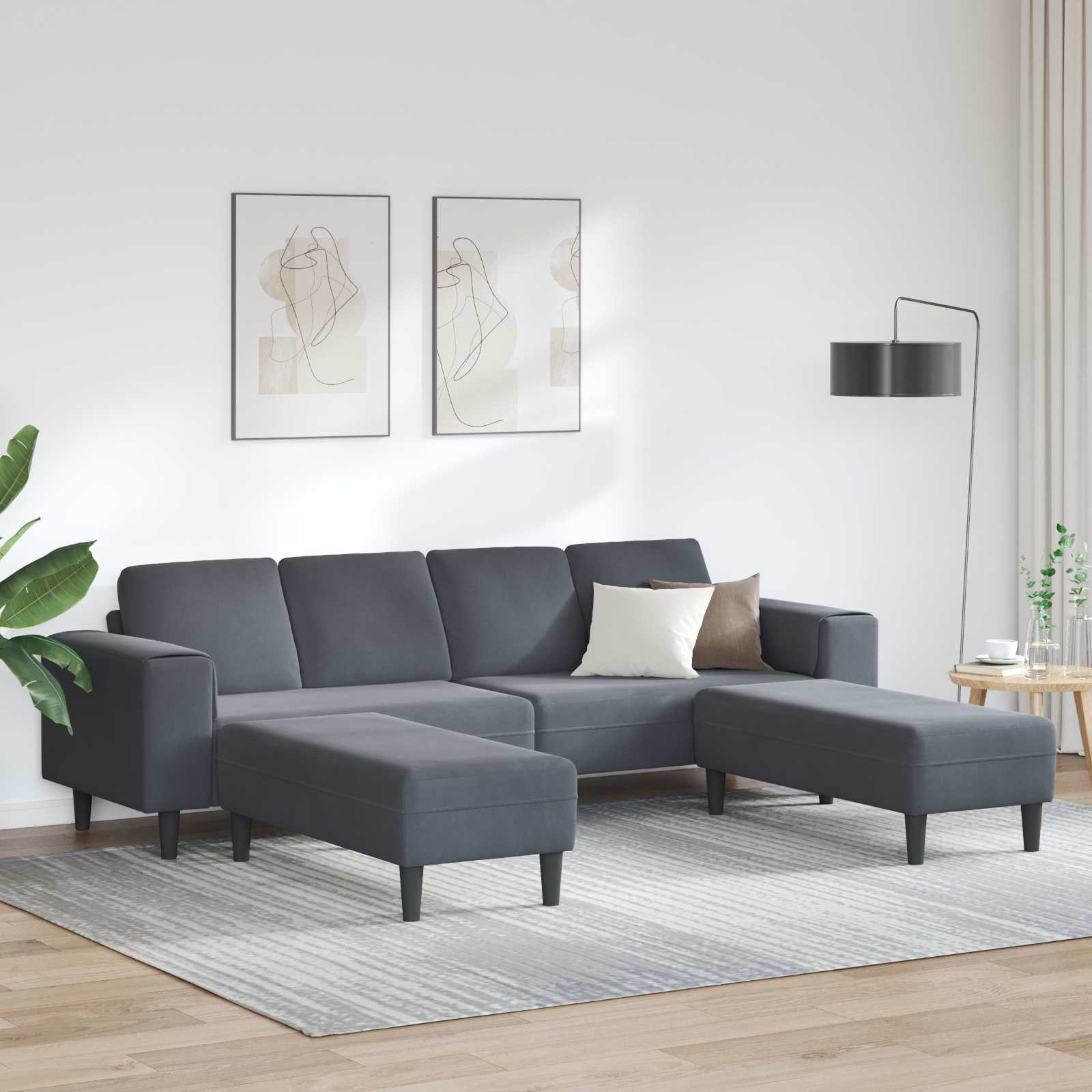 Woonkamer Bank 3 pcs Donkergrijs 250 x 188 x 76 cm