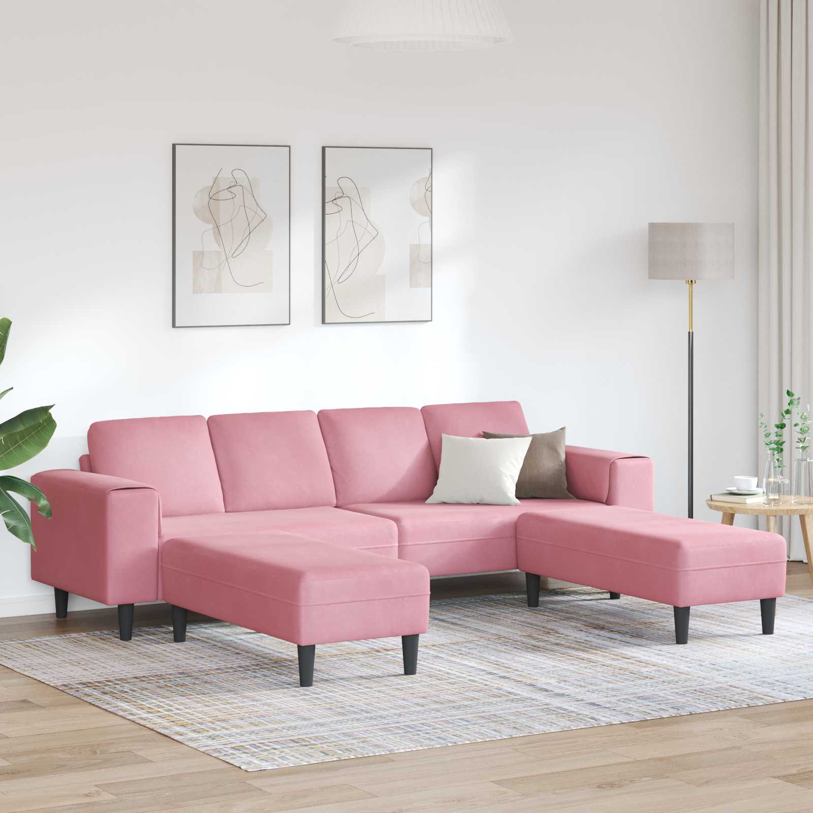 Woonkamer Bank 3 pcs Roze 250 x 188 x 76 cm – afbeelding 1