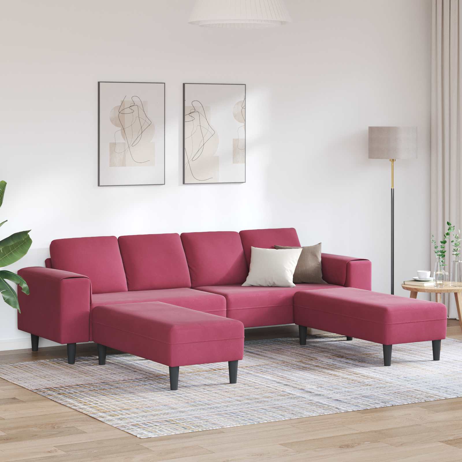 Woonkamer Bank 3 pcs Wijnrood 250 x 188 x 76 cm