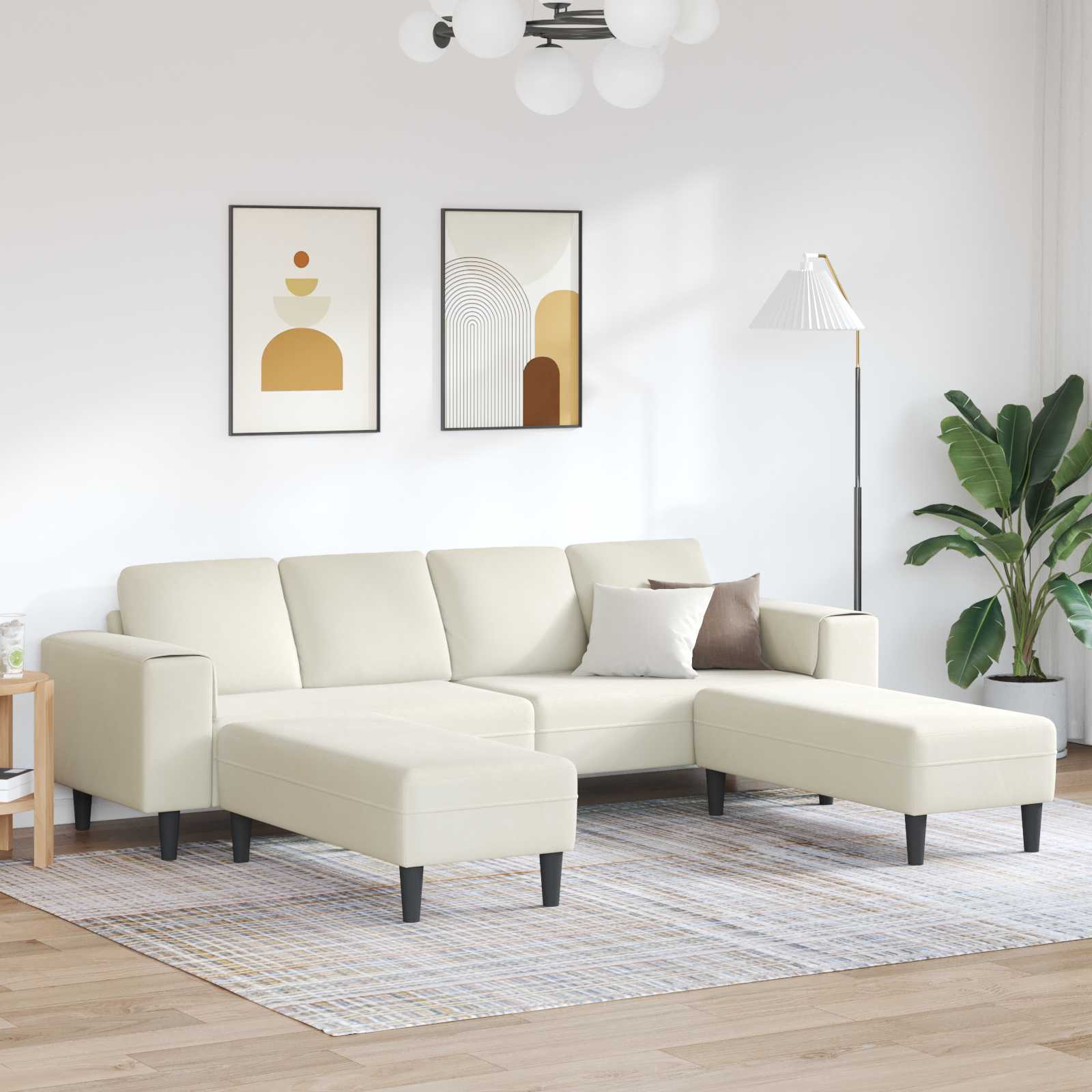 Woonkamer Bank 3 pcs Crème 250 x 188 x 76 cm