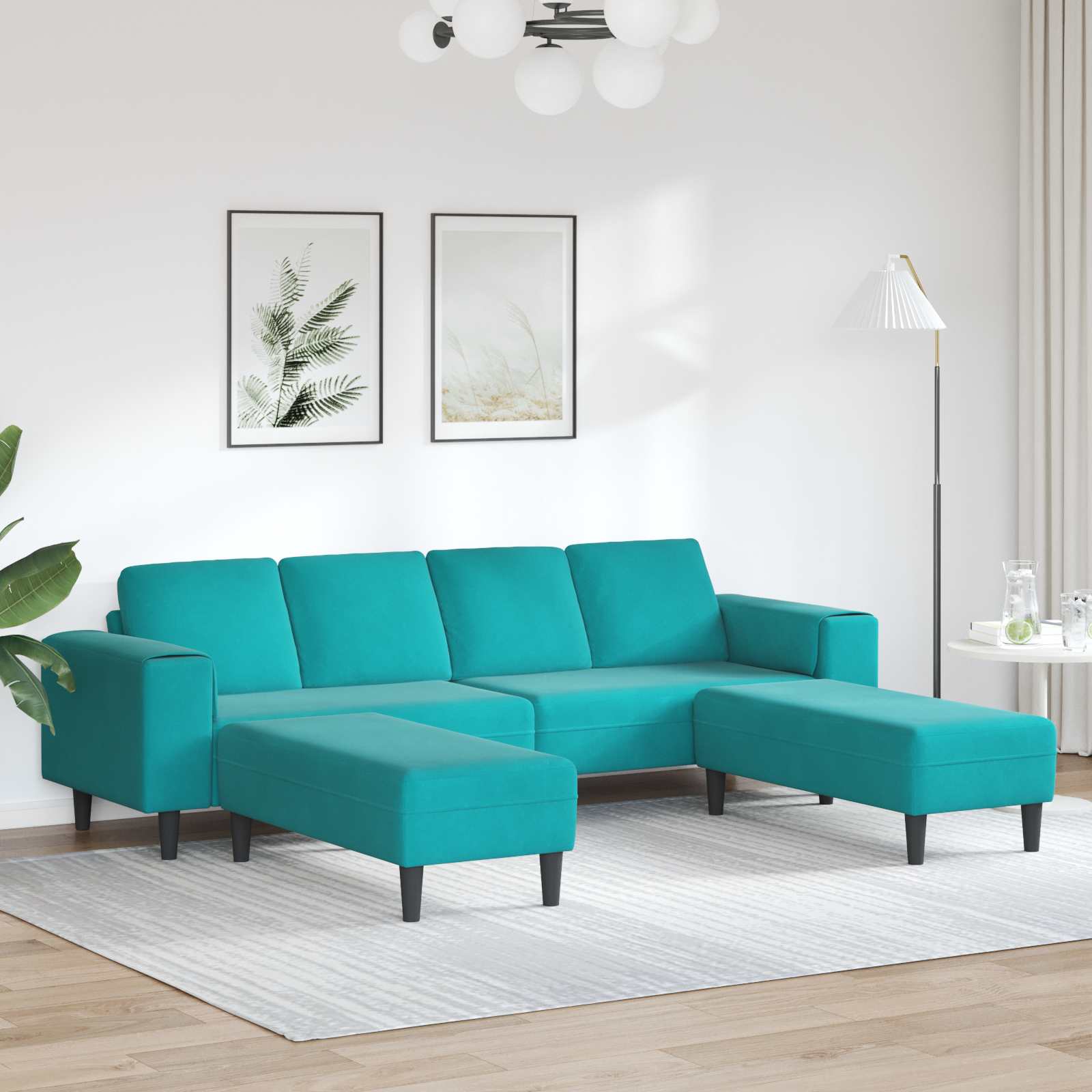 Woonkamer Bank 3 pcs Turquoise 250 x 188 x 76 cm – afbeelding 1