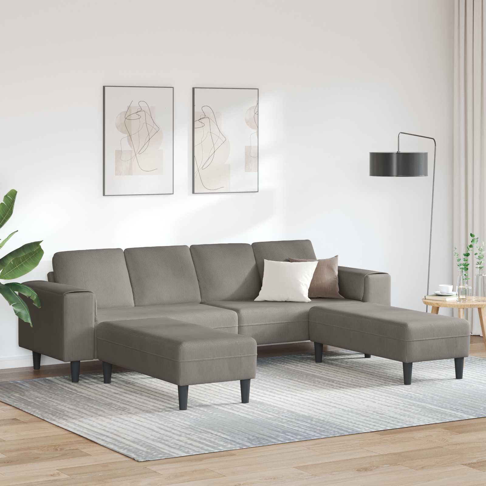 Bank Lichtgrijs 250 x 188 x 76 cm Katoen Stof – afbeelding 1