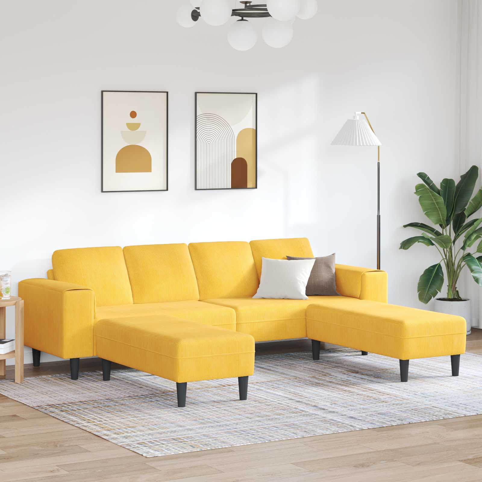 Bank Lichtgeel 250 x 188 x 76 cm Katoen Stof – afbeelding 1
