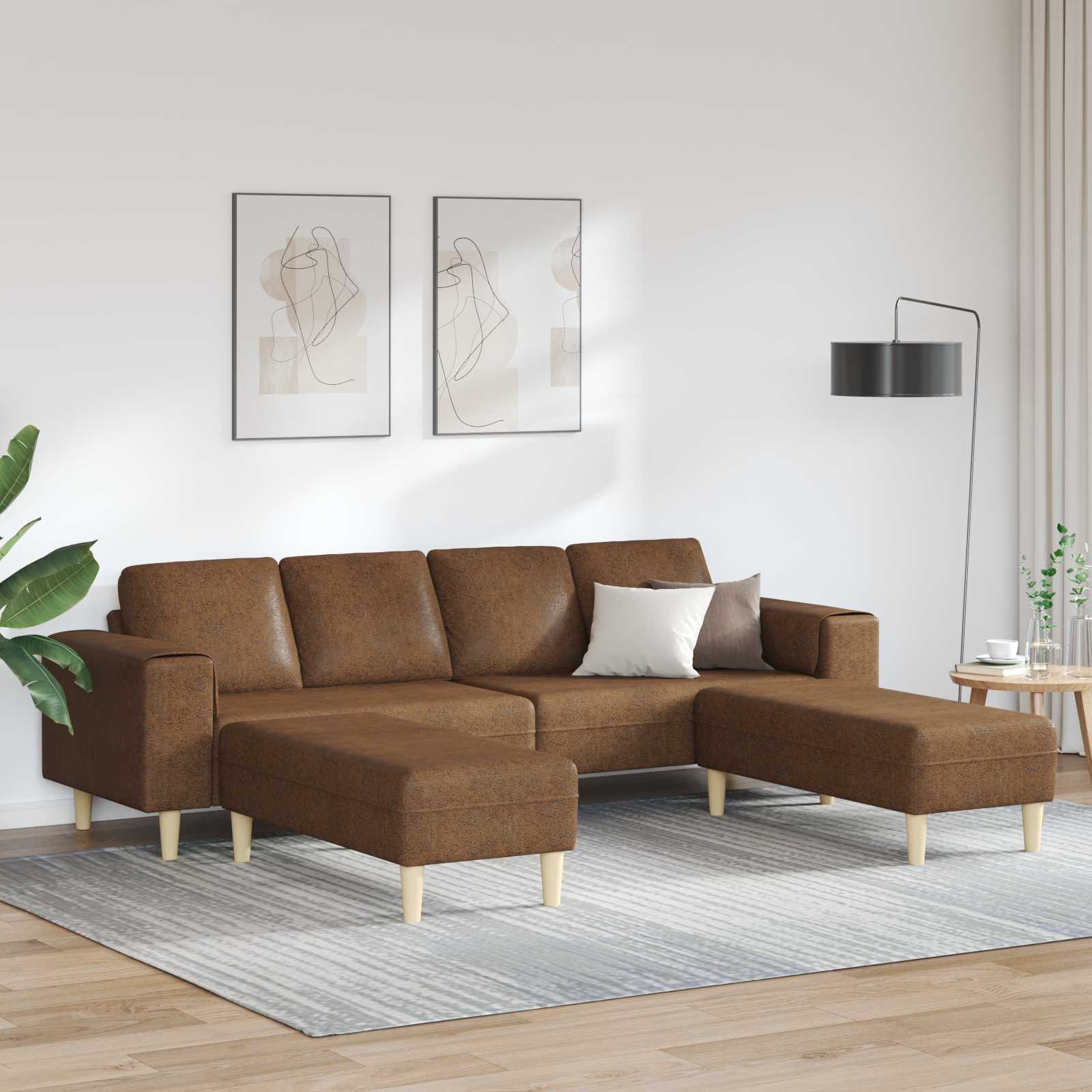 Woonkamer Bank 3 pcs Bruin – afbeelding 1