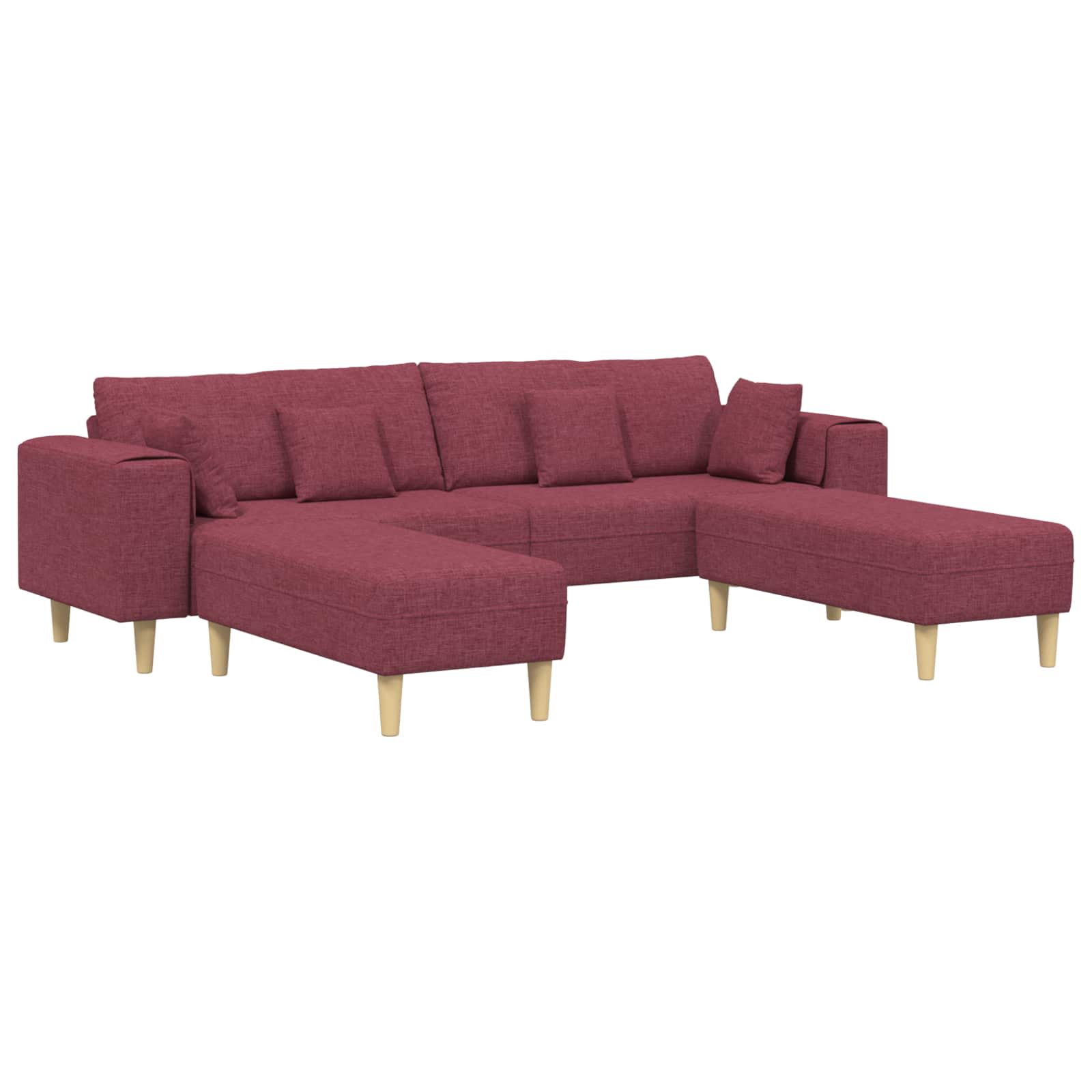 Bank met kussen 3 pcs Wijnrood Stof – afbeelding 2