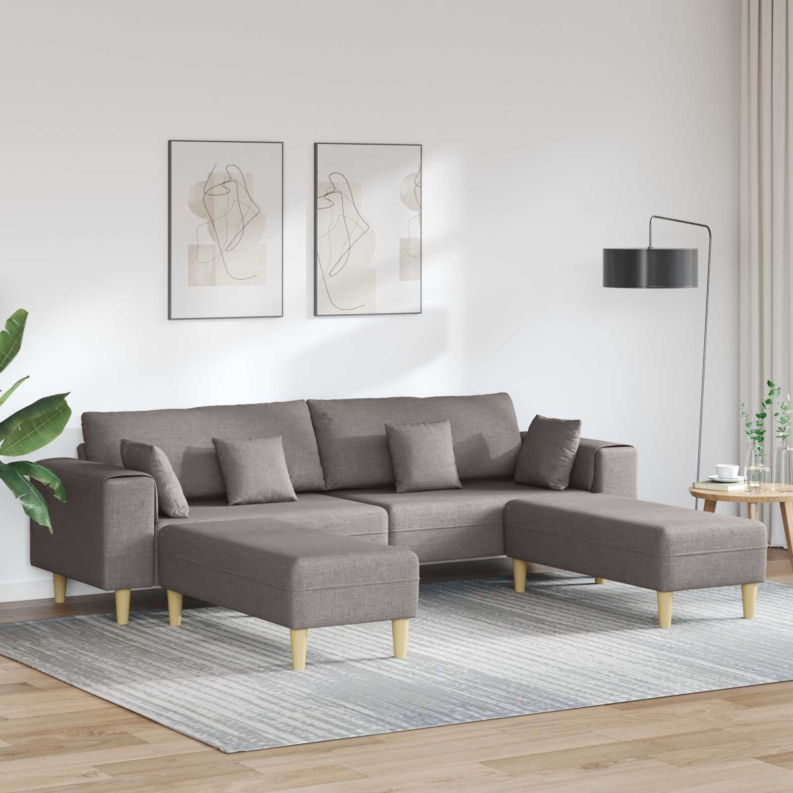 Bank met kussen 3 pcs Taupe Stof