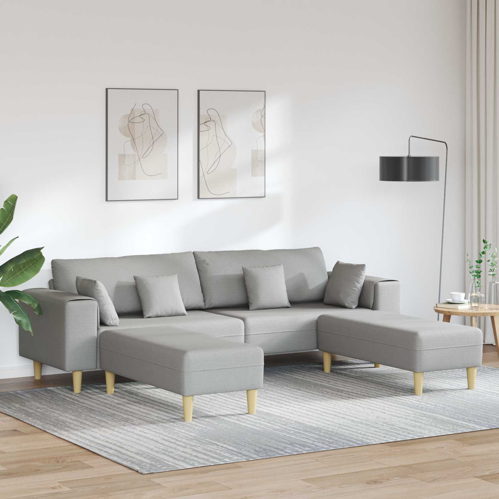 Bank 3 pcs Wolkengrijs 250 x 188 x 76 cm Stof – afbeelding 1