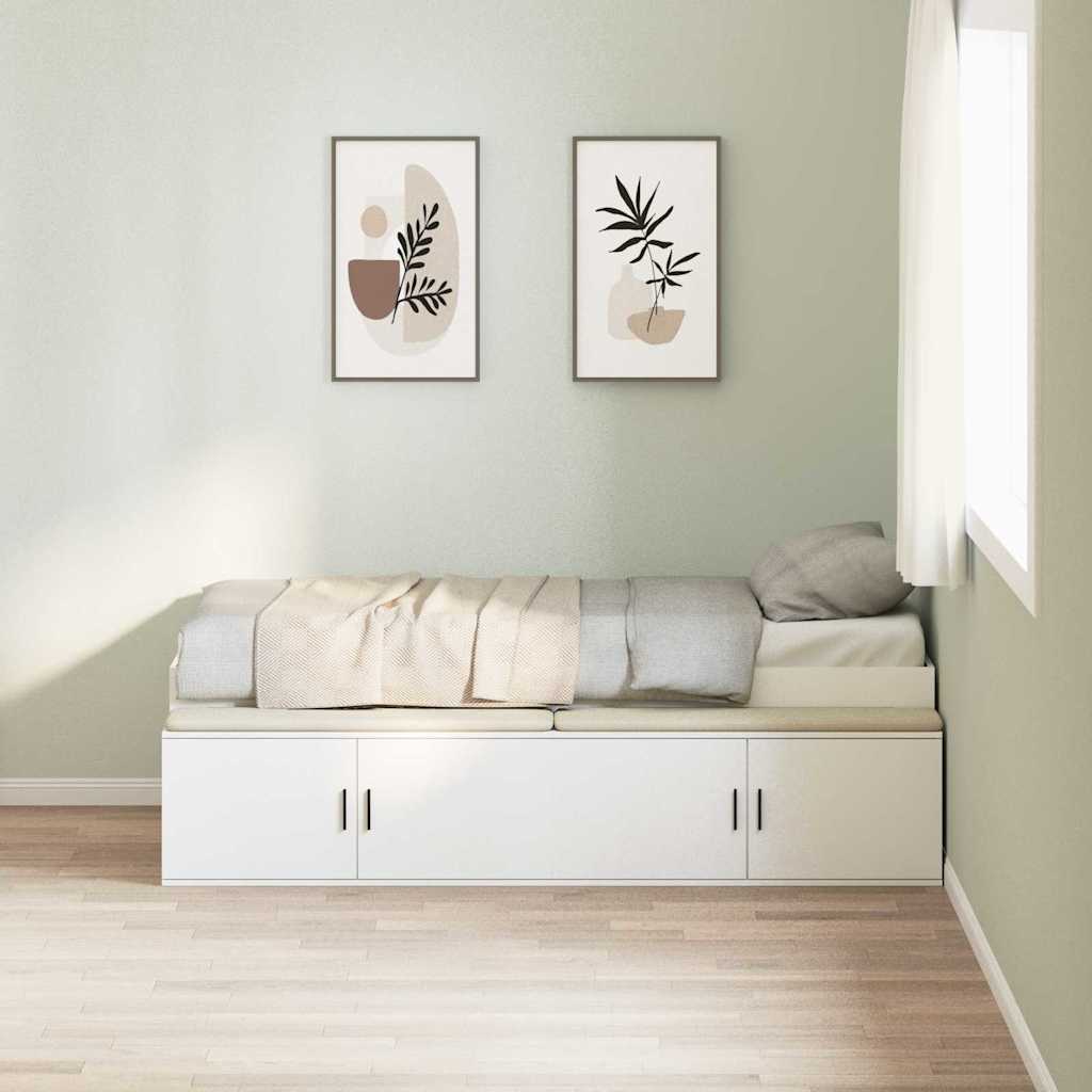 Bedframe met lade met opslag Wit 100 x 200 cm Bewerkt hout – afbeelding 1