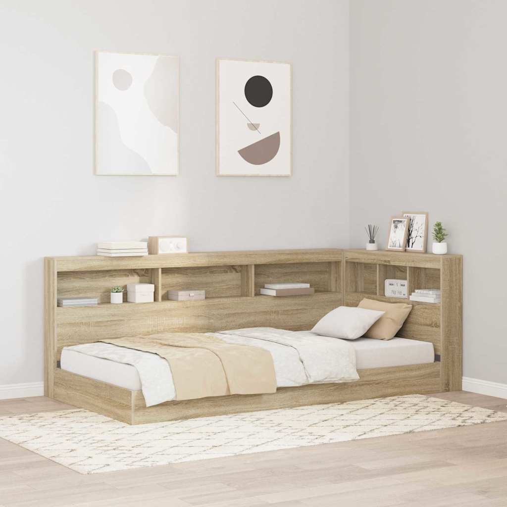 Opberghoofdbord met plank Sonoma Eiken 90 cm Bewerkt hout – afbeelding 1