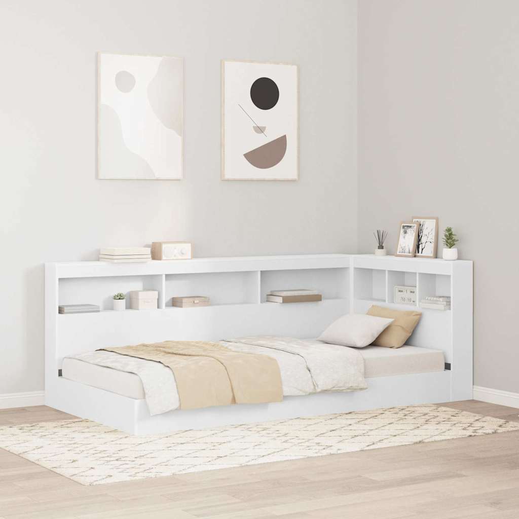 Opberghoofdbord met plank met hoofdeinde Wit 75 cm Bewerkt hout – afbeelding 1