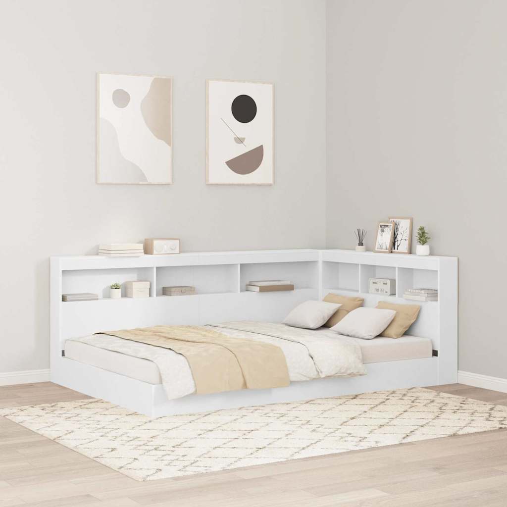 Opberghoofdbord Wit 207,5 x 137,5 x 76,5 cm Bewerkt hout