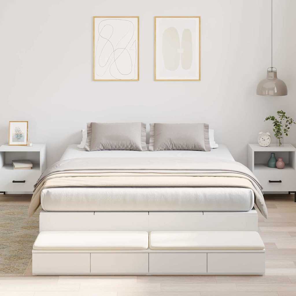 Opbergbedframe met lade met opslag Wit 135 cm Bewerkt hout – afbeelding 1