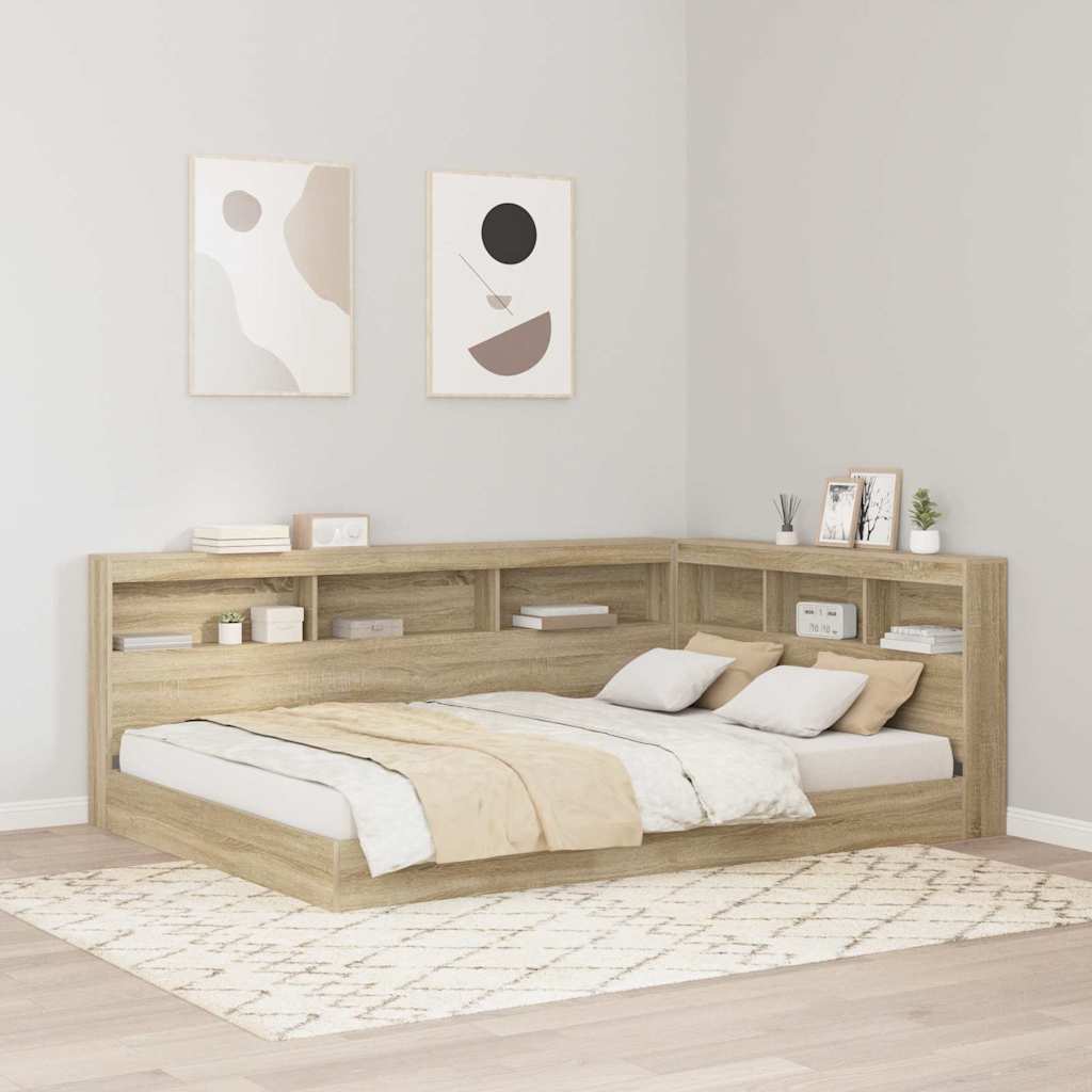 Boekenkast Bed Sonoma eiken 140 x 200 cm Bewerkt hout – afbeelding 1