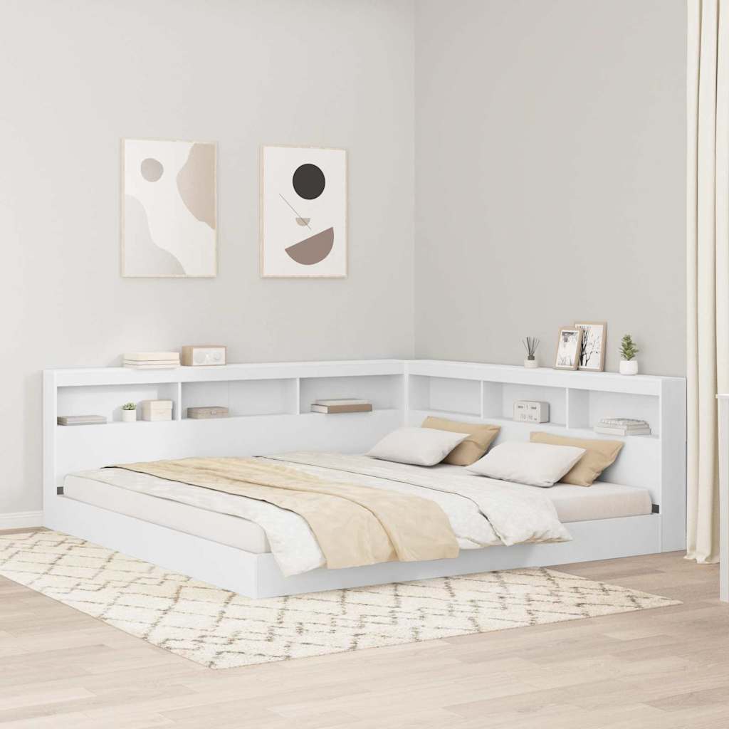 Boekenkast Bed met hoofdeinde Wit 180 x 200 cm Bewerkt hout – afbeelding 1