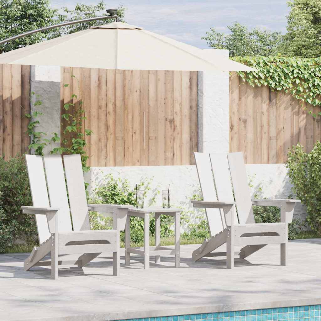 Tuinstoel 3 pcs Wit 80.5 x 74.5 x 92 cm Polyetheen