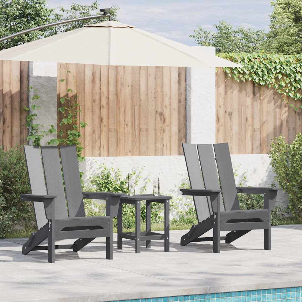 Tuinstoel 3 pcs Lichtgrijs 80.5 x 74.5 x 92 cm Polyetheen – afbeelding 1