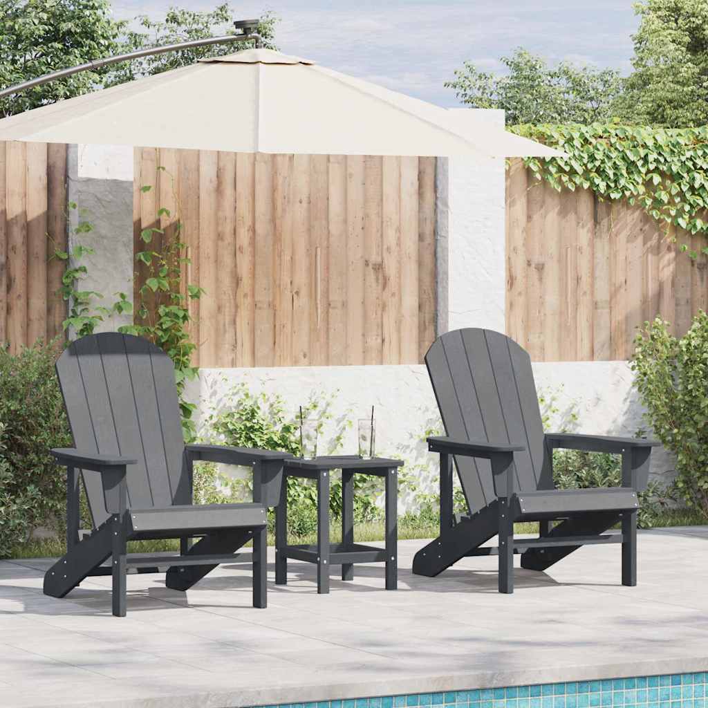 Tuinstoel 3 pcs Lichtgrijs Polyetheen