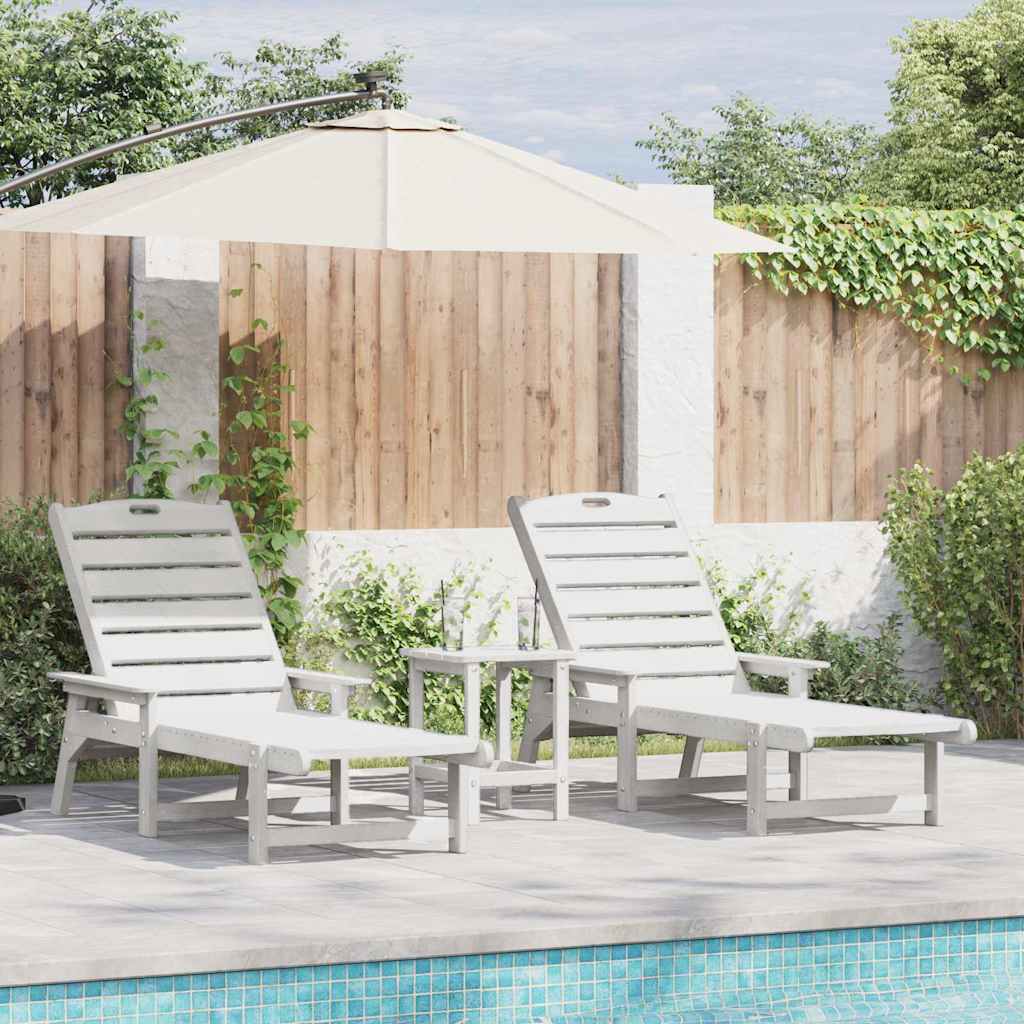 Ligstoel 3 pcs Wit Polyetheen