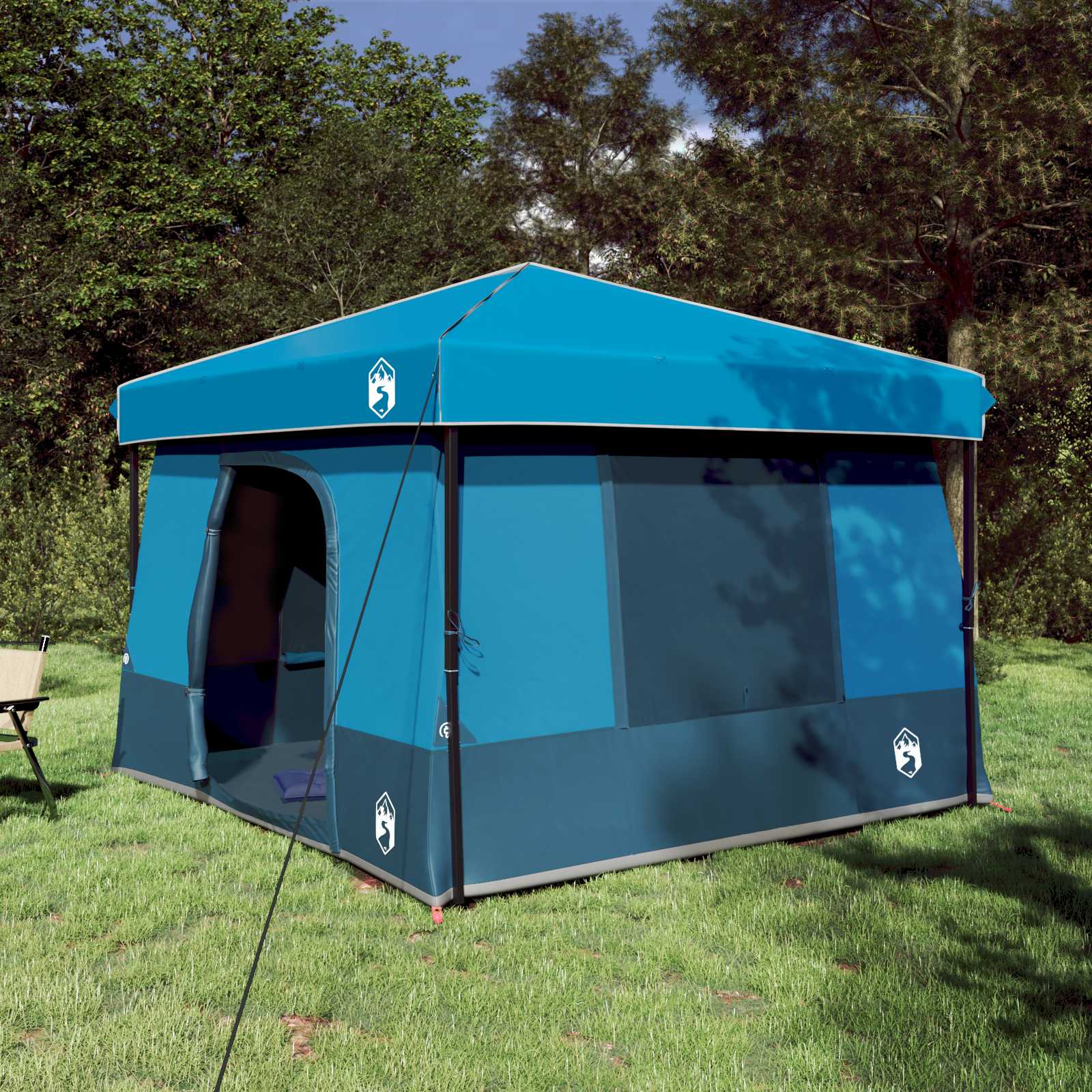 Camping Tent Set met dak met opslag 2 pcs Blauw Taffeta en Stof