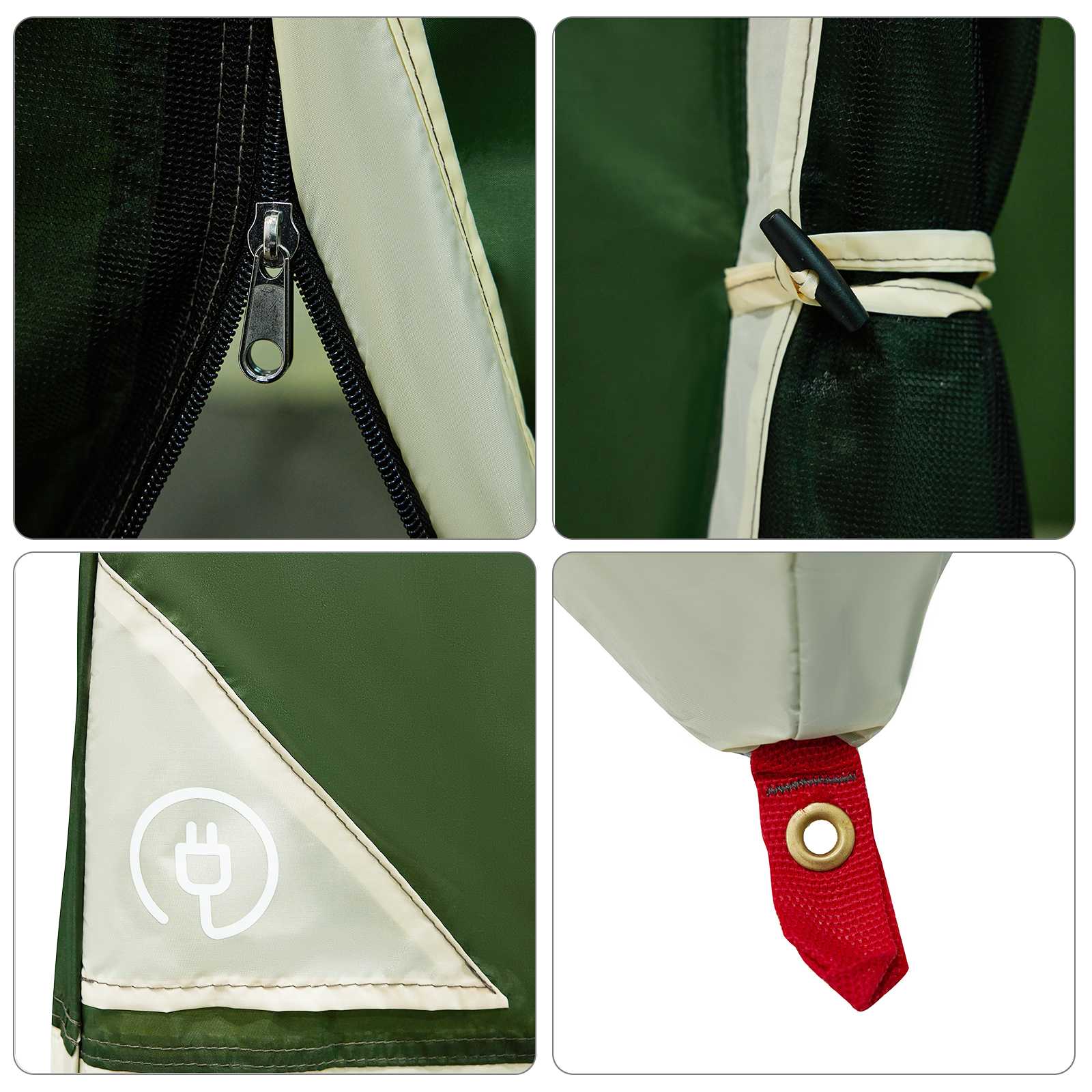 Camping Tent Set met dak met opslag 2 pcs Groen Taffeta en Stof – afbeelding 11