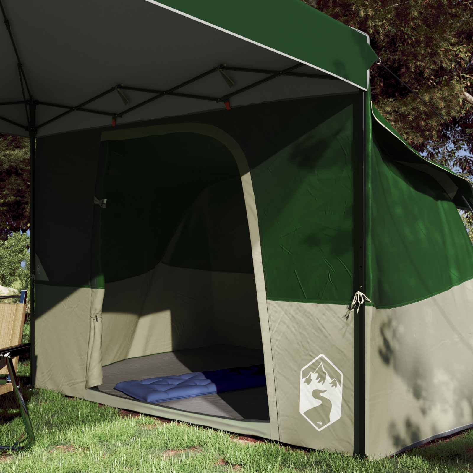 Camping Tent Set met dak met opslag 2 pcs Groen Taffeta en Stof – afbeelding 3