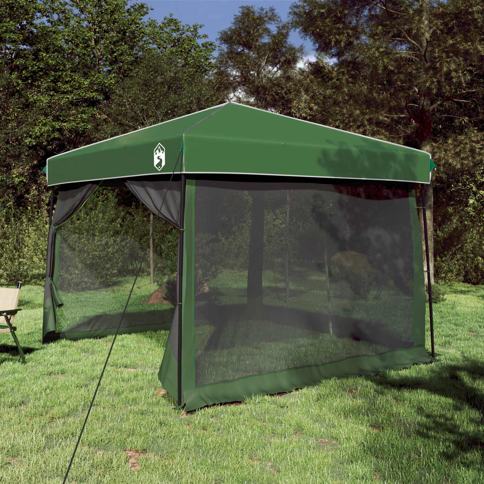 Camping Tent Set met dak met opslag 2 pcs Groen Taffeta en Stof
