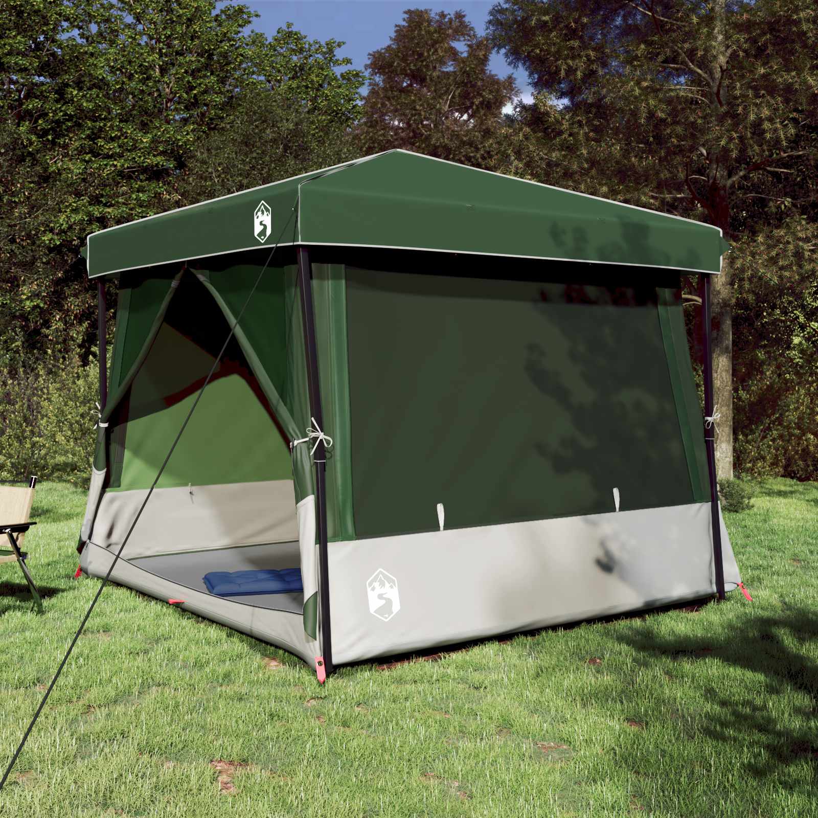 Camping Tent Set met dak met opslag 2 pcs Groen Taffeta en Stof