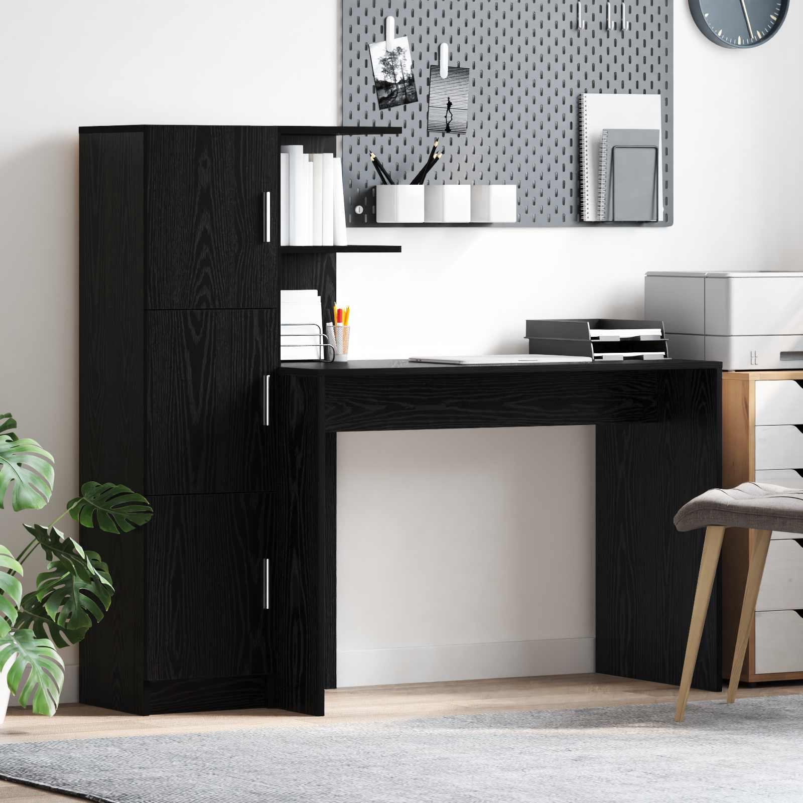 Bureau 2 pcs Zwart Eiken