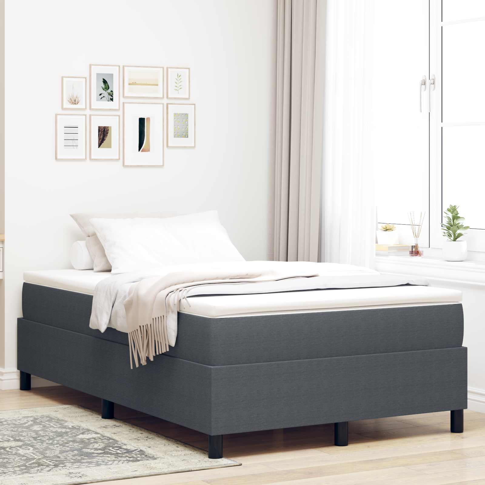 Platform bedframe Donkergrijs 120 x 190 cm Katoen Stof – afbeelding 1