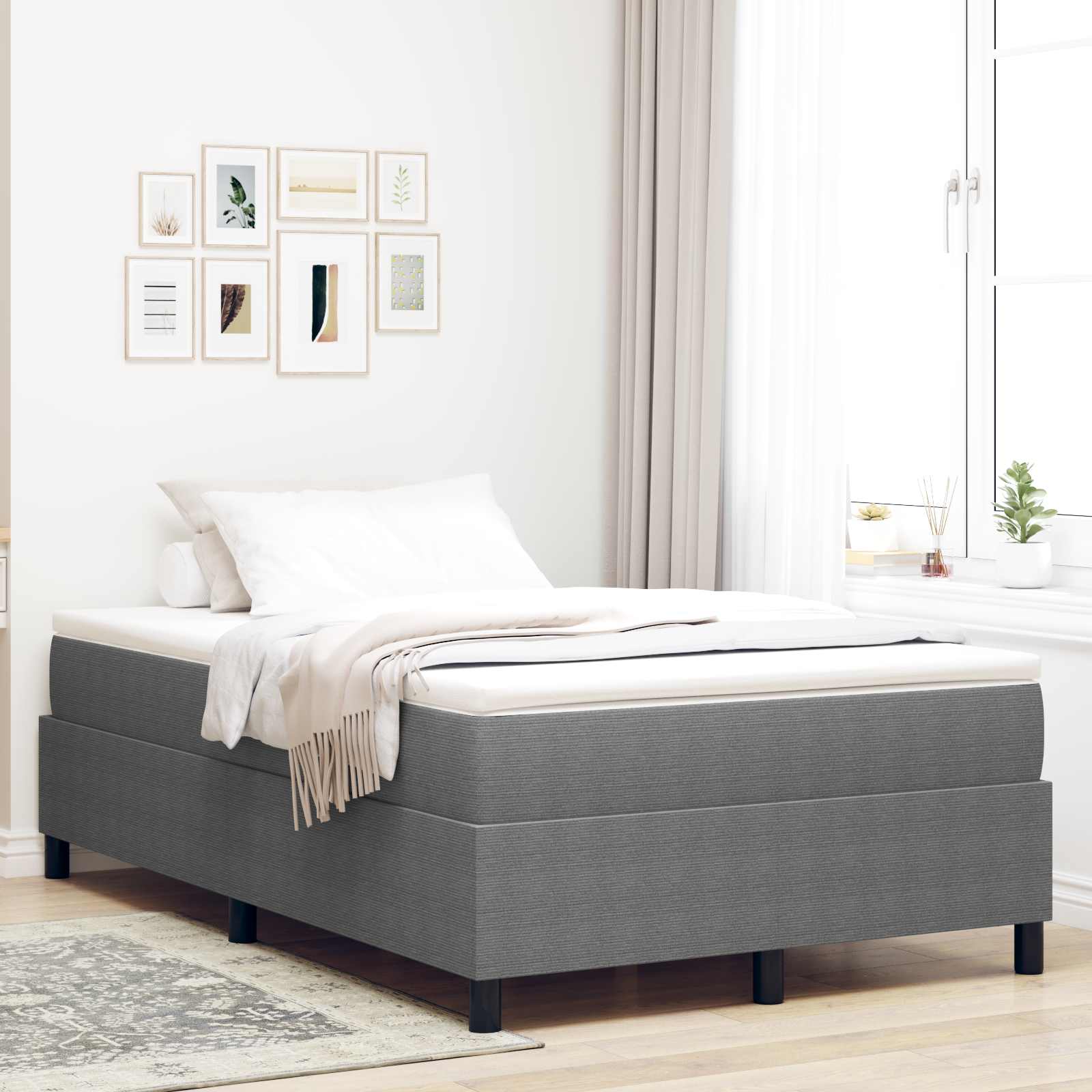 Platform bedframe Lichtgrijs 120 x 200 cm Katoen Stof – afbeelding 1