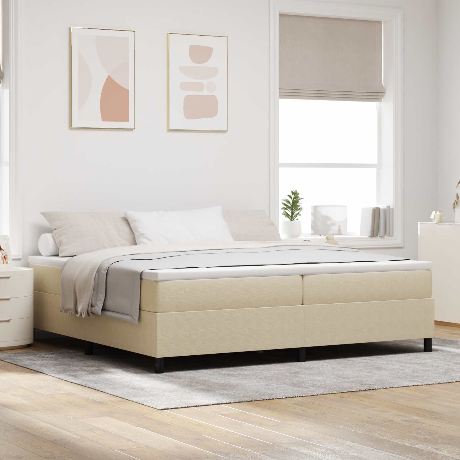 Platform bedframe Grijs groen 200 x 200 cm Katoen Stof – afbeelding 1