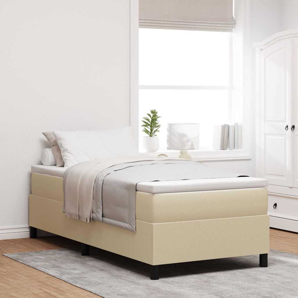 Boxspringbed Lichtgrijs en wit. 80 x 200 cm Katoen Stof – afbeelding 1