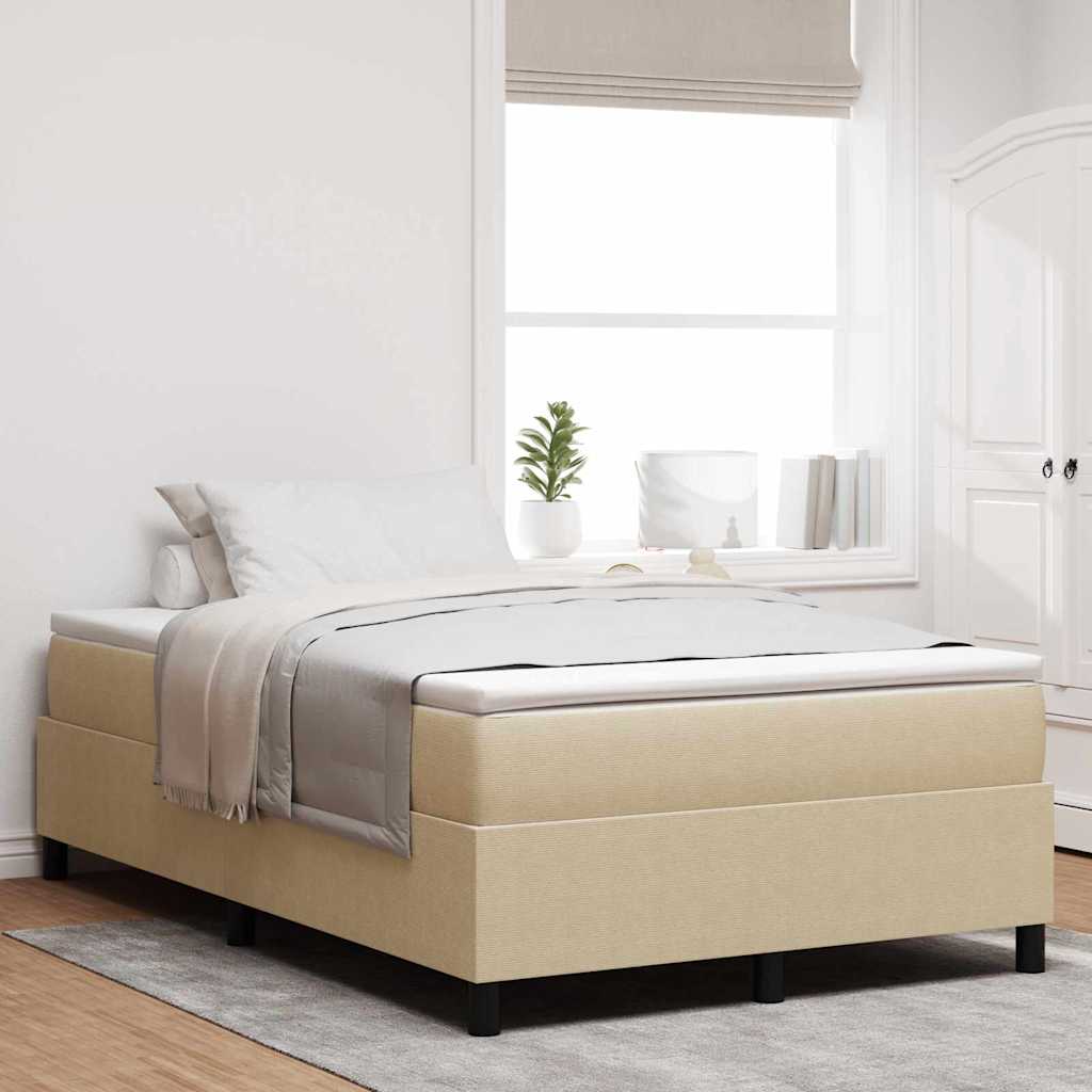 Boxspringbed Lichtgrijs en wit. 120 x 190 cm Katoen Stof