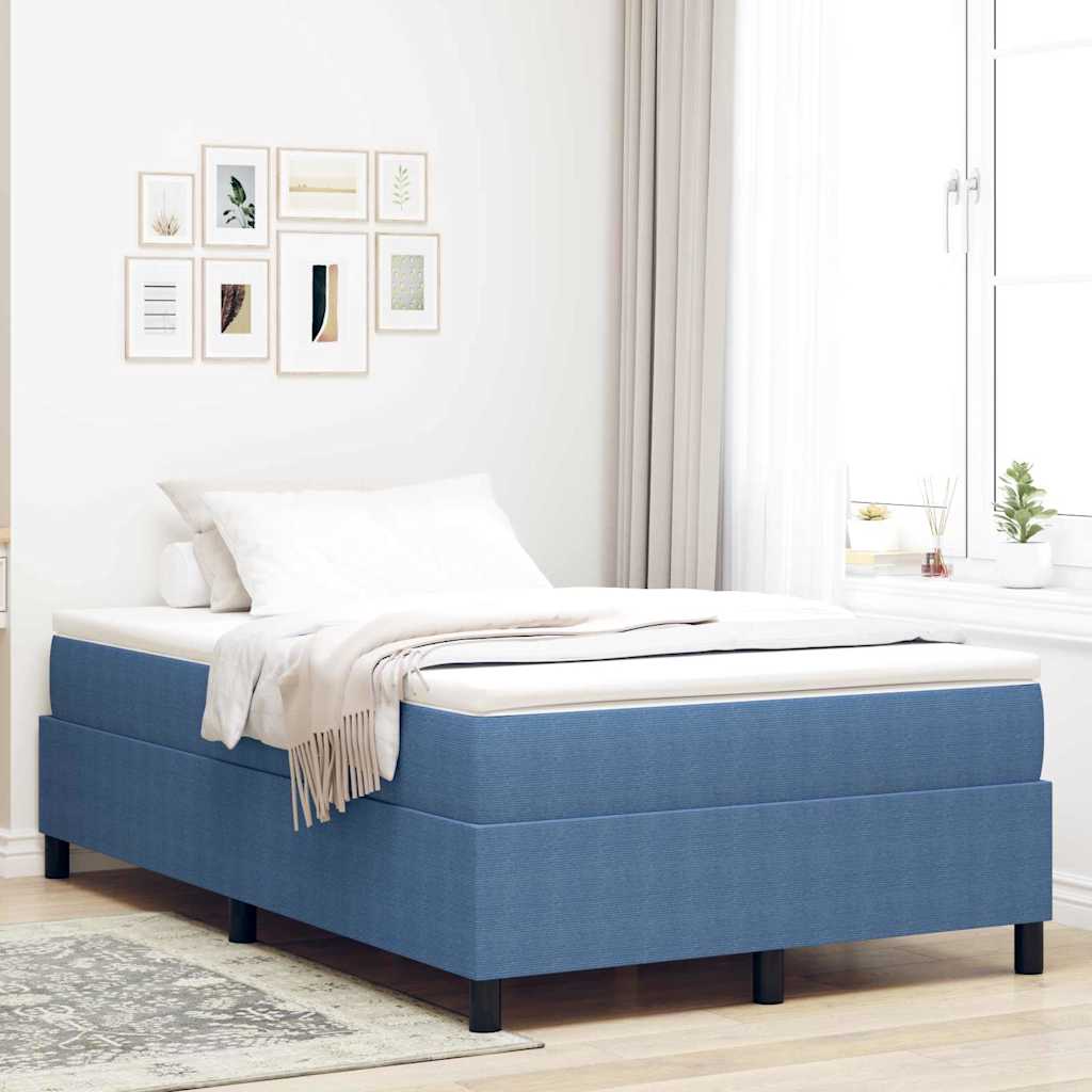 Boxspringbed Blauw en Wit 120 x 200 cm Katoen Stof – afbeelding 1