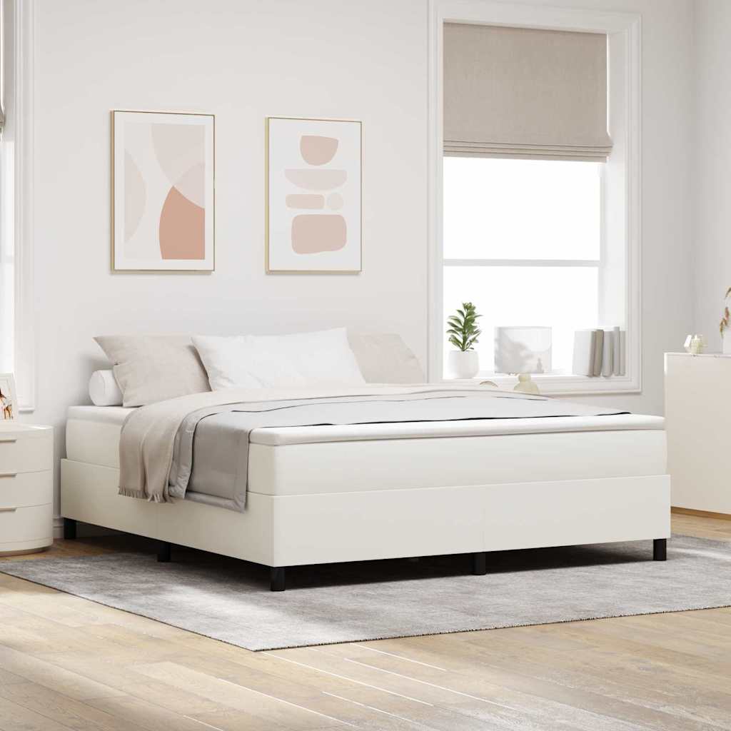 Boxspringbed Crème en Wit 180 x 200 cm Katoen Stof – afbeelding 1