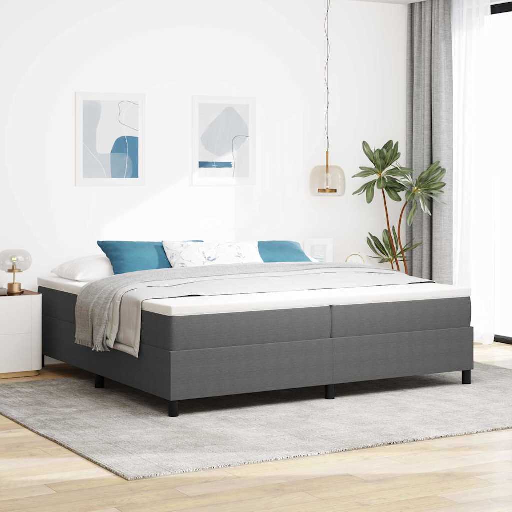 Boxspringbed Lichtgrijs en wit. 200 x 200 cm Katoen Stof